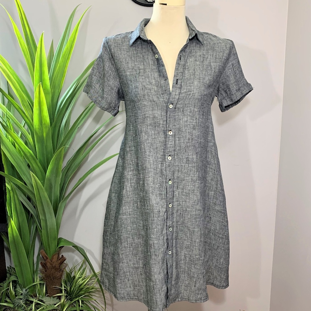 TAHARI Button up Linen Dress